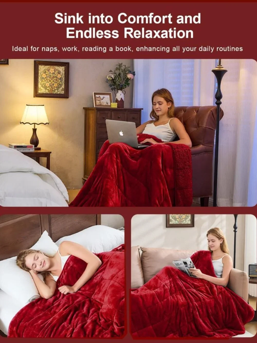 Cozy Ultra Soft 15lbs Sherpa Weighted Blanket, 60